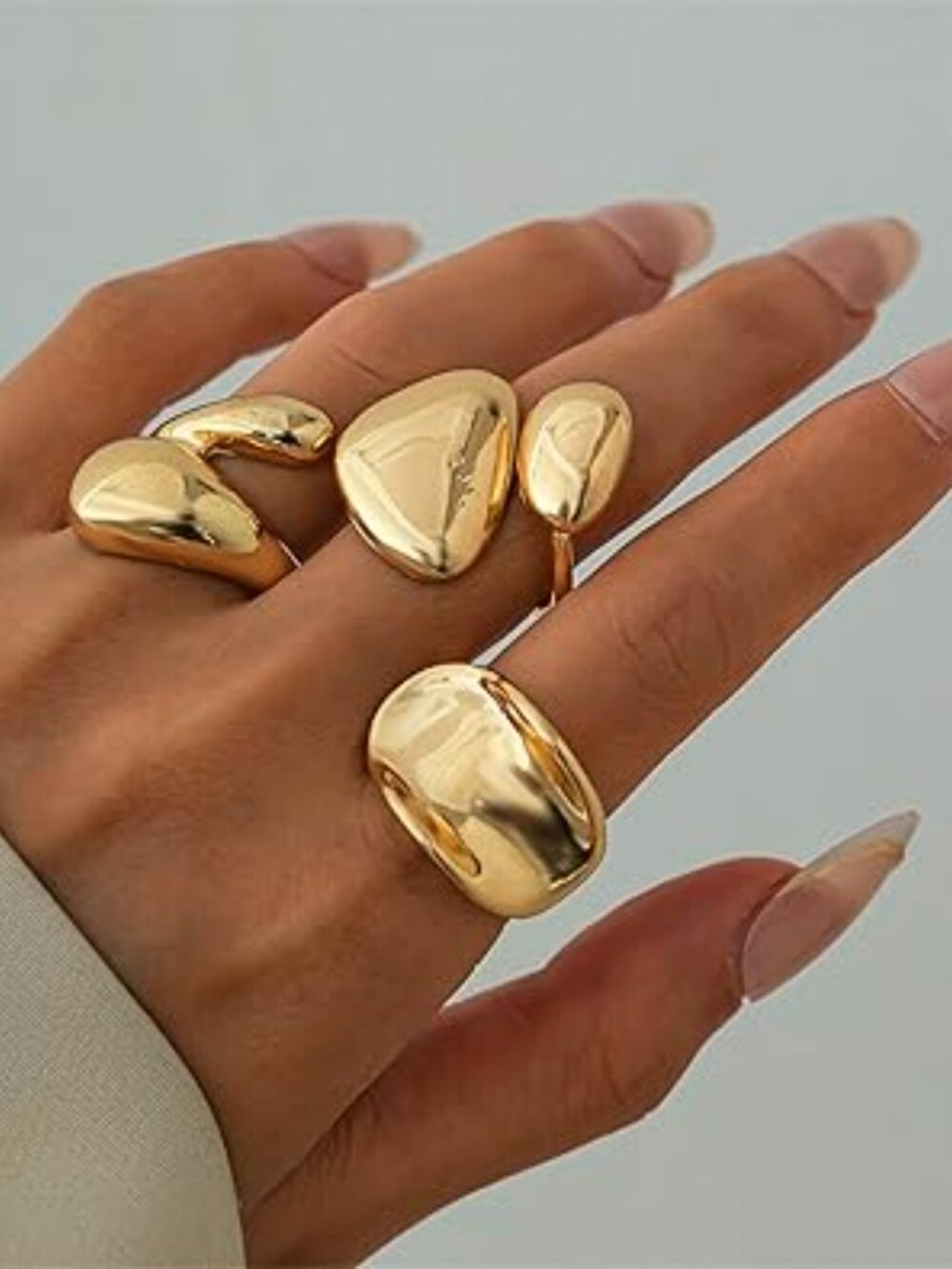 Gold Chunky Ring Set‎ Geometric Stacking Rings Exaggerated Knuckle Ring Boho